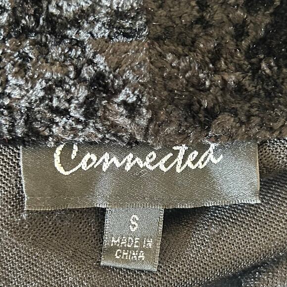 Connected crushed velvet look open cardigan jacket cuffed sleeve gothic Emo S - Picture 10 of 11